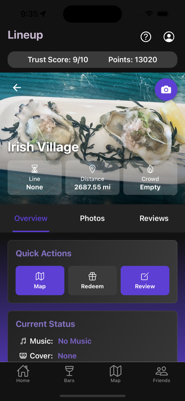 LineUp bar detail screen